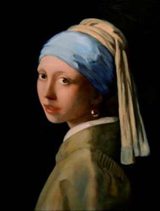 Girl with a Pearl Earring, an oil painting by Vermeer, reproduced by Thomas Baker